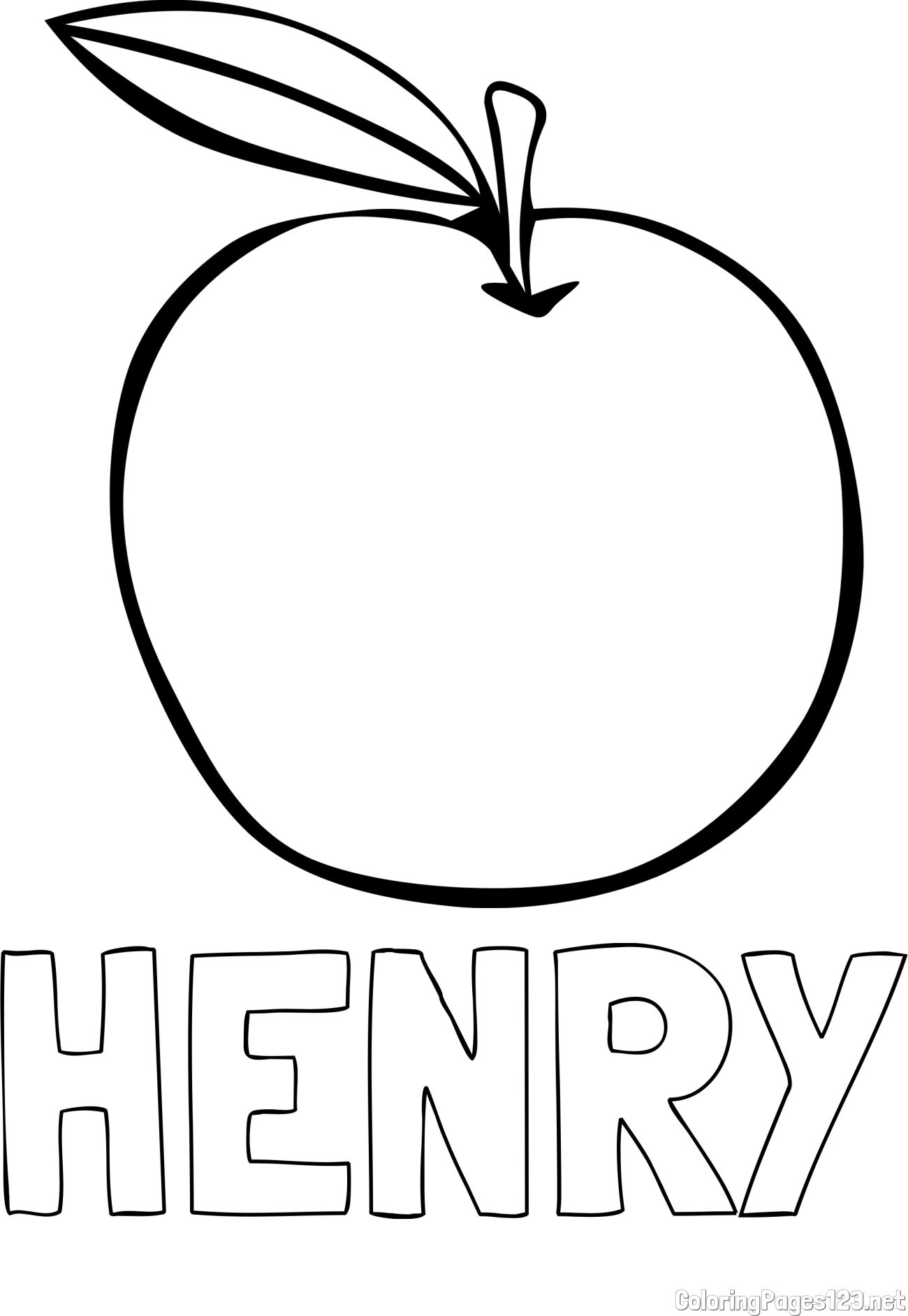 HENRY Coloring Page and Simple Apple Coloring Page