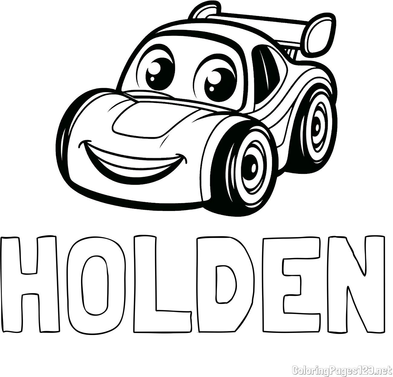 HOLDEN Coloring Page and Children's Printable Coloring Page of a Racing Car