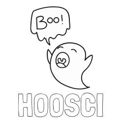 Online Created Coloring Page - HOOSCI Coloring Page and Ghost Saying "Boo!" Coloring Page for Kids