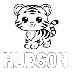 Online Created Coloring Page - HUDSON Coloring Page and Cute Tiger Cub Coloring Page