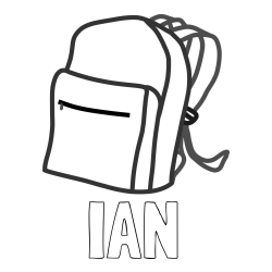 Online Created Coloring Page - IAN Coloring Page and School Backpack Coloring Page
