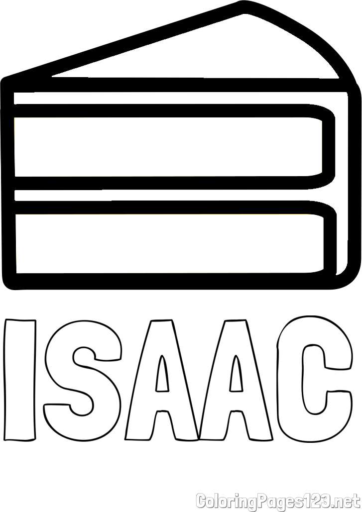 ISAAC Coloring Page and Simple Slice of Cake Coloring Page