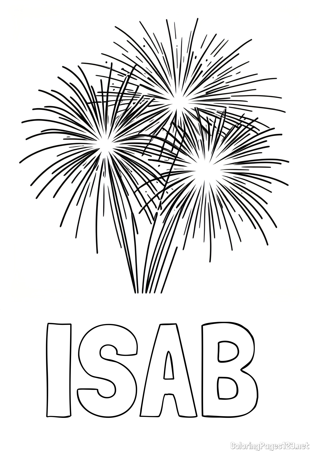 ISAB Coloring Page and Beautiful Fireworks Coloring Page