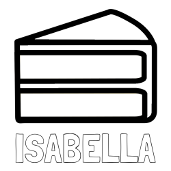 Online Created Coloring Page - ISABELLA Coloring Page and Simple Slice of Cake Coloring Page
