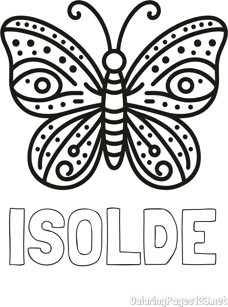 ISOLDE Coloring Page and Butterfly Coloring Page (Simple)
