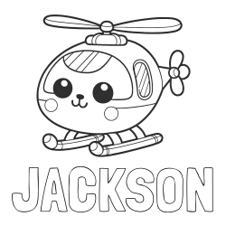 JACKSON Coloring Page alongside Easy Coloring Page of a Helicopter