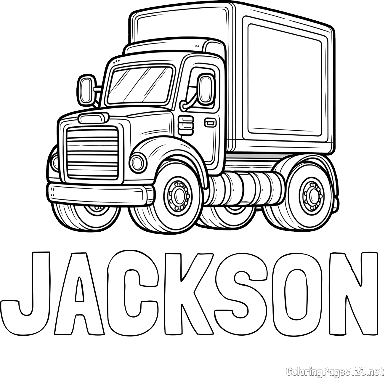 JACKSON Coloring Page and Big Truck Coloring Page