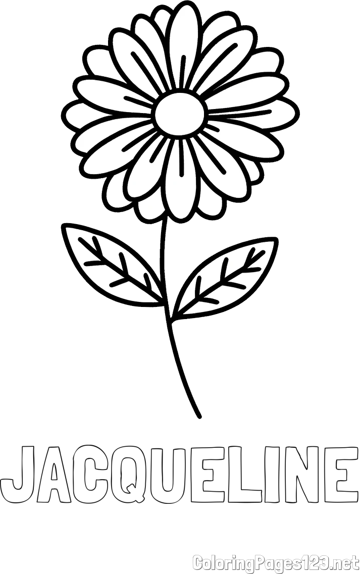 JACQUELINE Coloring Page and Flower Coloring Page