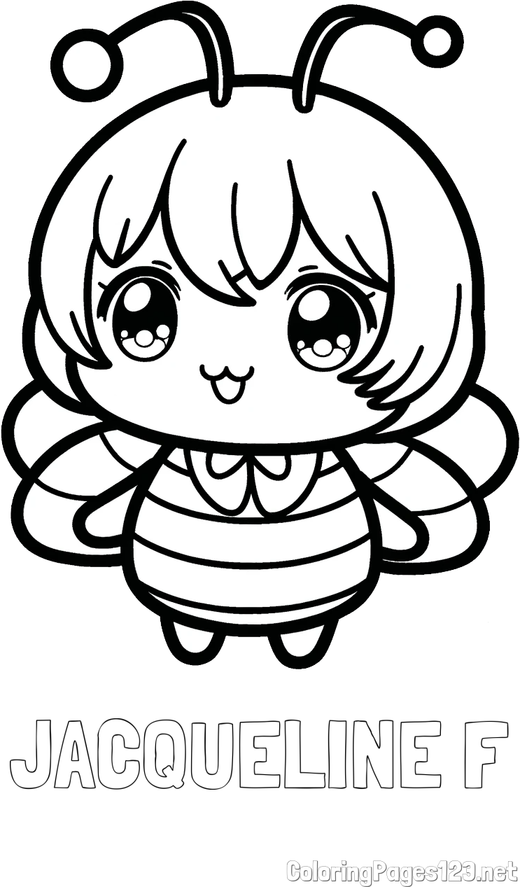 JACQUELINE F Coloring Page and Anime-Style Bee Coloring Page