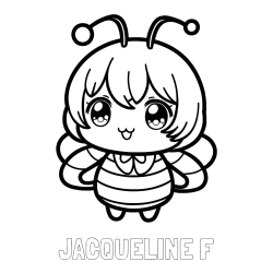 Online Created Coloring Page - JACQUELINE F Coloring Page and Anime-Style Bee Coloring Page