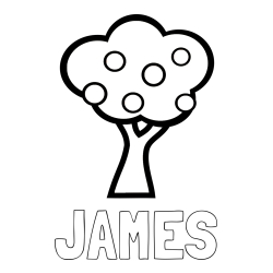 Online Created Coloring Page - JAMES Coloring Page and Apple Tree Coloring Page