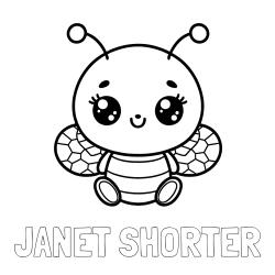 JANET SHORTER Coloring Page and Children's Coloring Page of a Cute Bee