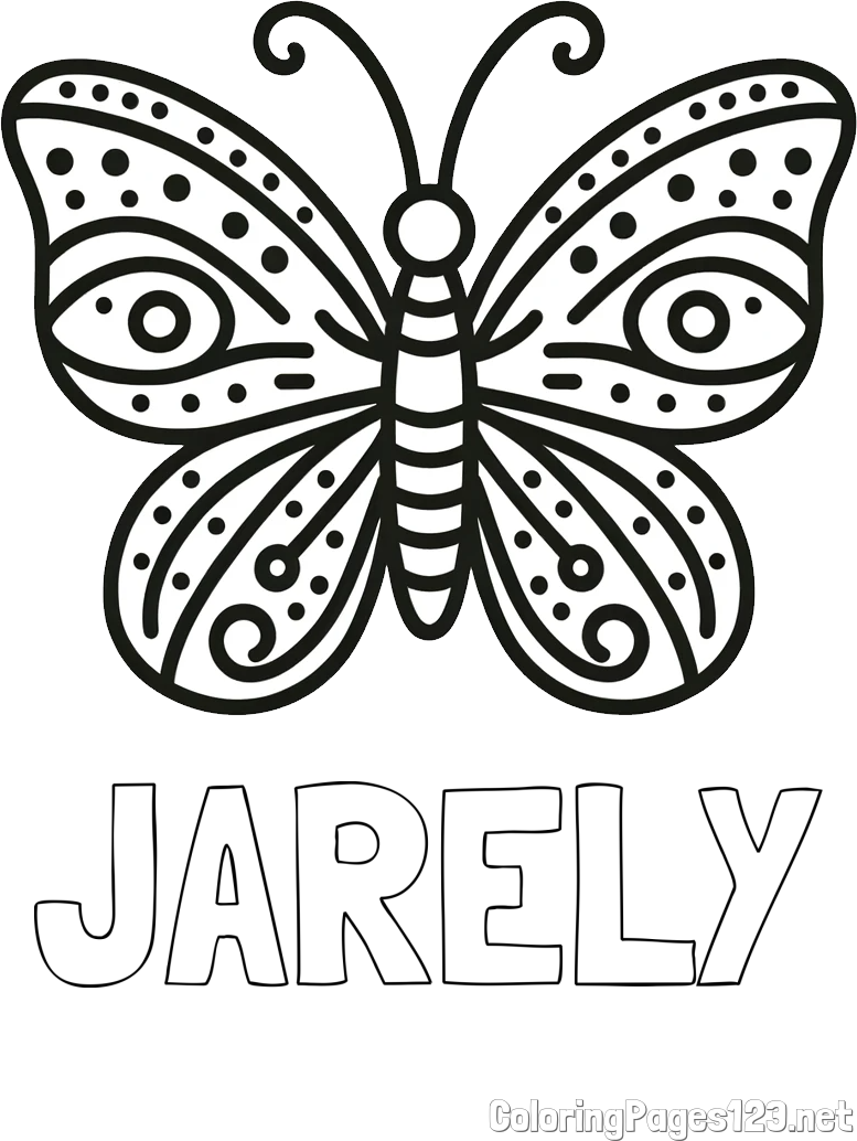 JARELY Coloring Page and Butterfly Coloring Page (Simple)