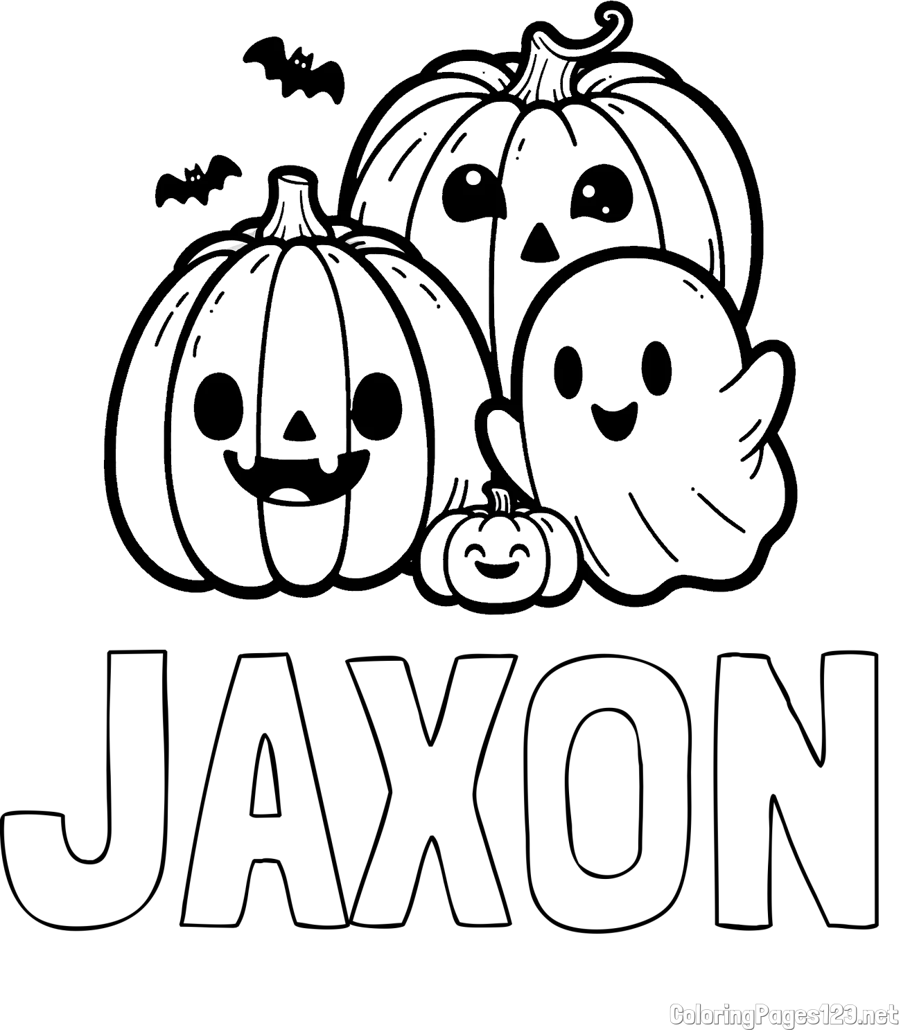 JAXON Coloring Page and Halloween Pumpkin and Ghost Coloring Page