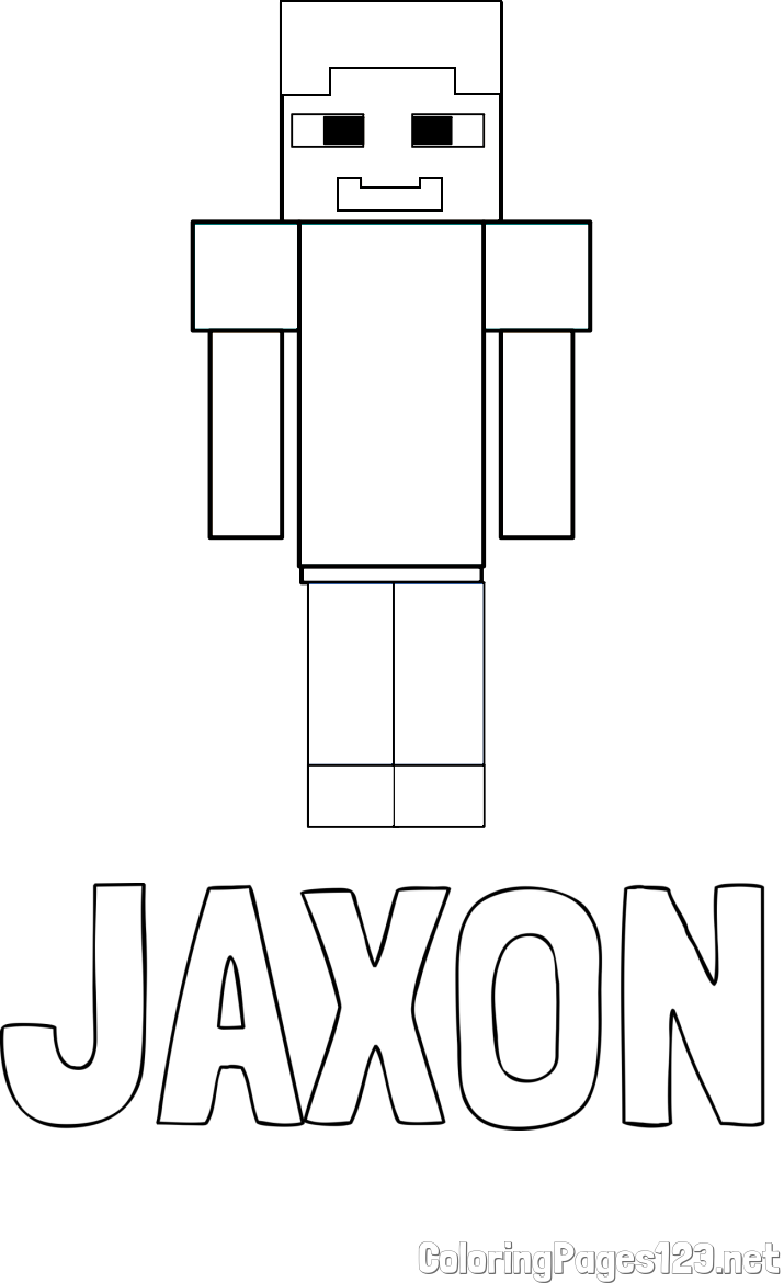 JAXON Coloring Page and Simple Minecraft Character Coloring Page
