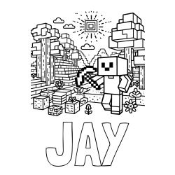 Online Created Coloring Page - JAY Coloring Page and Minecraft World Coloring Page