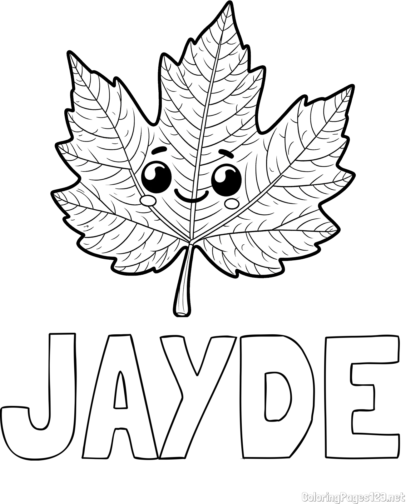 JAYDE Coloring Page and Smiling Leaf Coloring Page for Kids