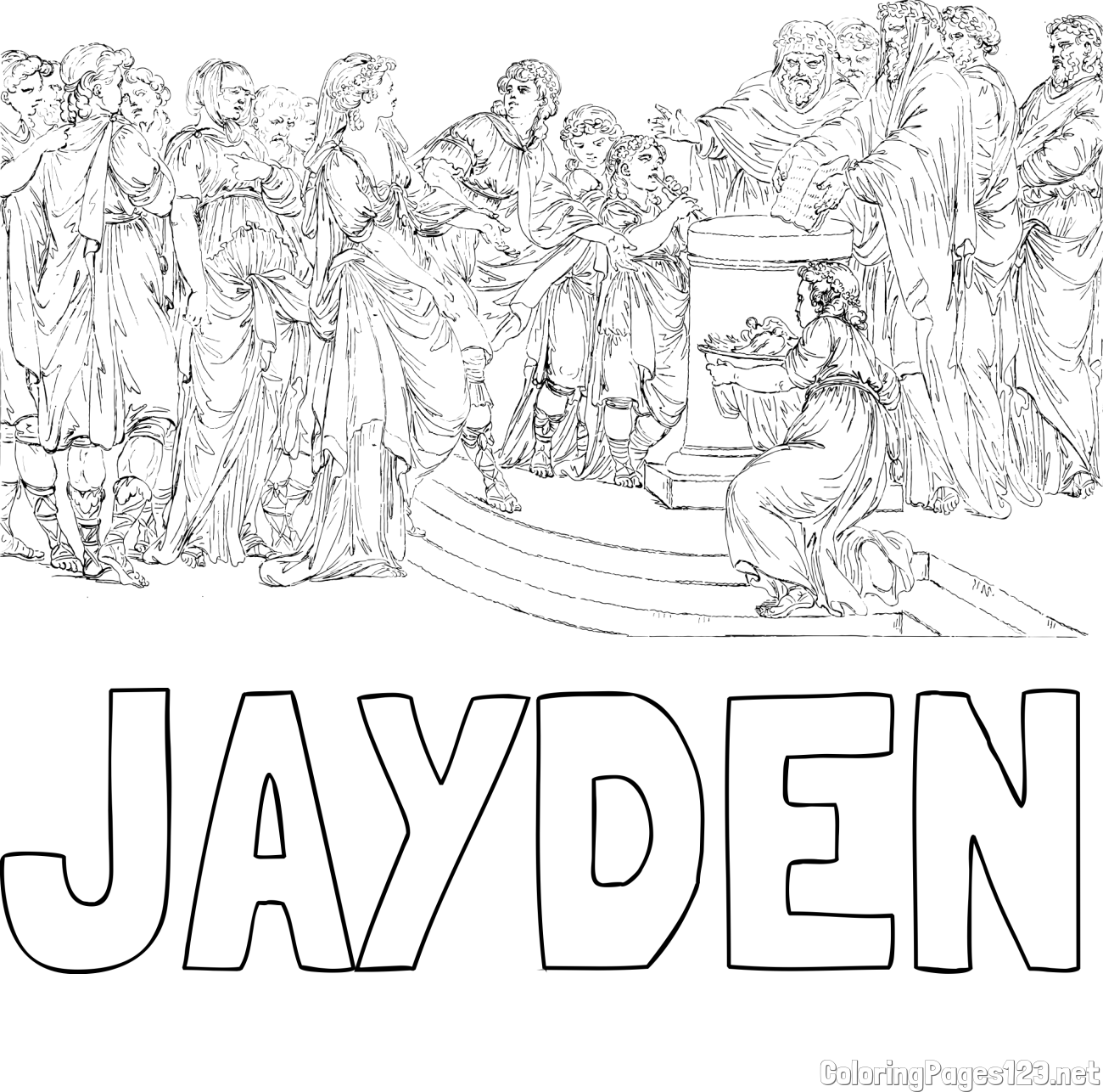 JAYDEN Coloring Page and Adult Coloring Page of People
