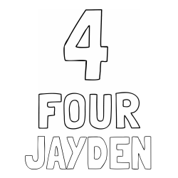 Online Created Coloring Page - JAYDEN Coloring Page and Coloring of the Number Four (4) with the Written Name