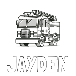 Online Created Coloring Page - JAYDEN Coloring Page and Coloring Page of a Big Fire Truck