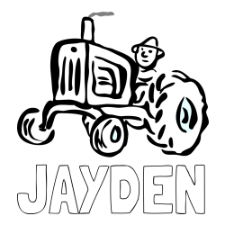 Online Created Coloring Page - JAYDEN Coloring Page and Tractor Coloring Page