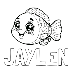 Online Created Coloring Page - JAYLEN Coloring Page and Free Coloring Page of a Smiling Fish