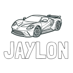Online Created Coloring Page - JAYLON Coloring Page and Coloring Page of a Fast Sport's Car