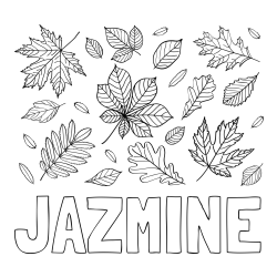 Online Created Coloring Page - JAZMINE Coloring Page and Autumn Leaves Coloring Page