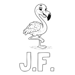 Online Created Coloring Page - J.F. Coloring Page and Coloring Page of a Cute Smiling Flamingo