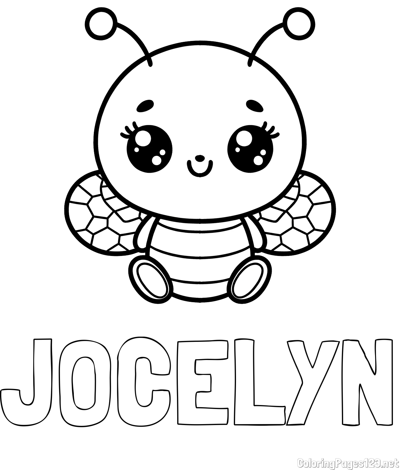 JOCELYN Coloring Page and Children's Coloring Page of a Cute Bee
