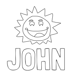 Online Created Coloring Page - JOHN Coloring Page alongside Coloring Page of a Cute Smiling Sun