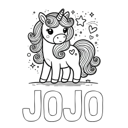 Online Created Coloring Page - JOJO Coloring Page and Cute Unicorn Coloring Page