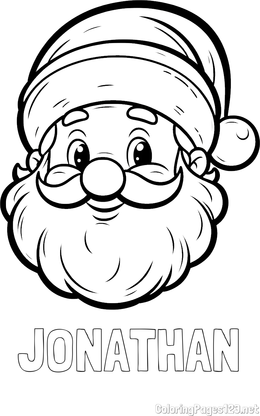 JONATHAN Coloring Page and Easy Santa Claus Coloring Page