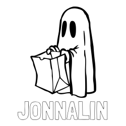 Online Created Coloring Page - JONNALIN Coloring Page and Ghost with a Candy Bag Coloring Page