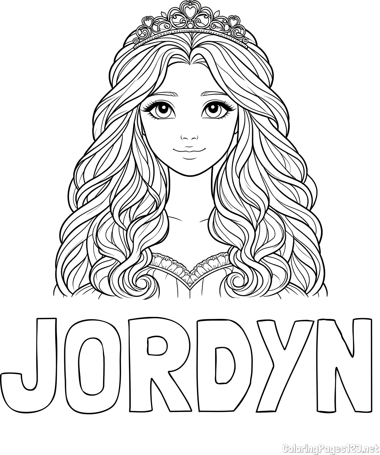 JORDYN Coloring Page and Princess Coloring Page
