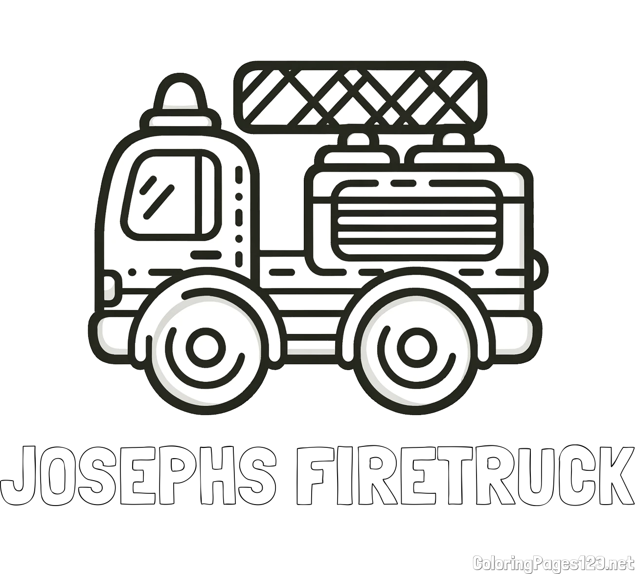 JOSEPHS FIRETRUCK Coloring Page and Easy Childrens's Coloring Page of a Fire Truck
