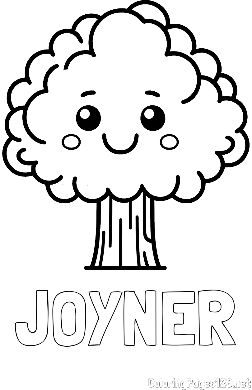 JOYNER Coloring Page alongside Cute Smiling Tree Coloring Page