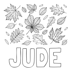 Online Created Coloring Page - JUDE Coloring Page and Autumn Leaves Coloring Page