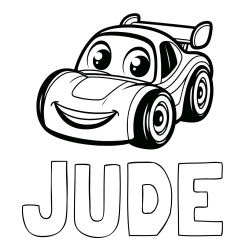 Online Created Coloring Page - JUDE Coloring Page and Children's Printable Coloring Page of a Racing Car