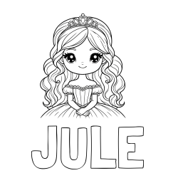 Online Created Coloring Page - JULE Coloring Page and Coloring Page of a Cute Princess with Big Eyes