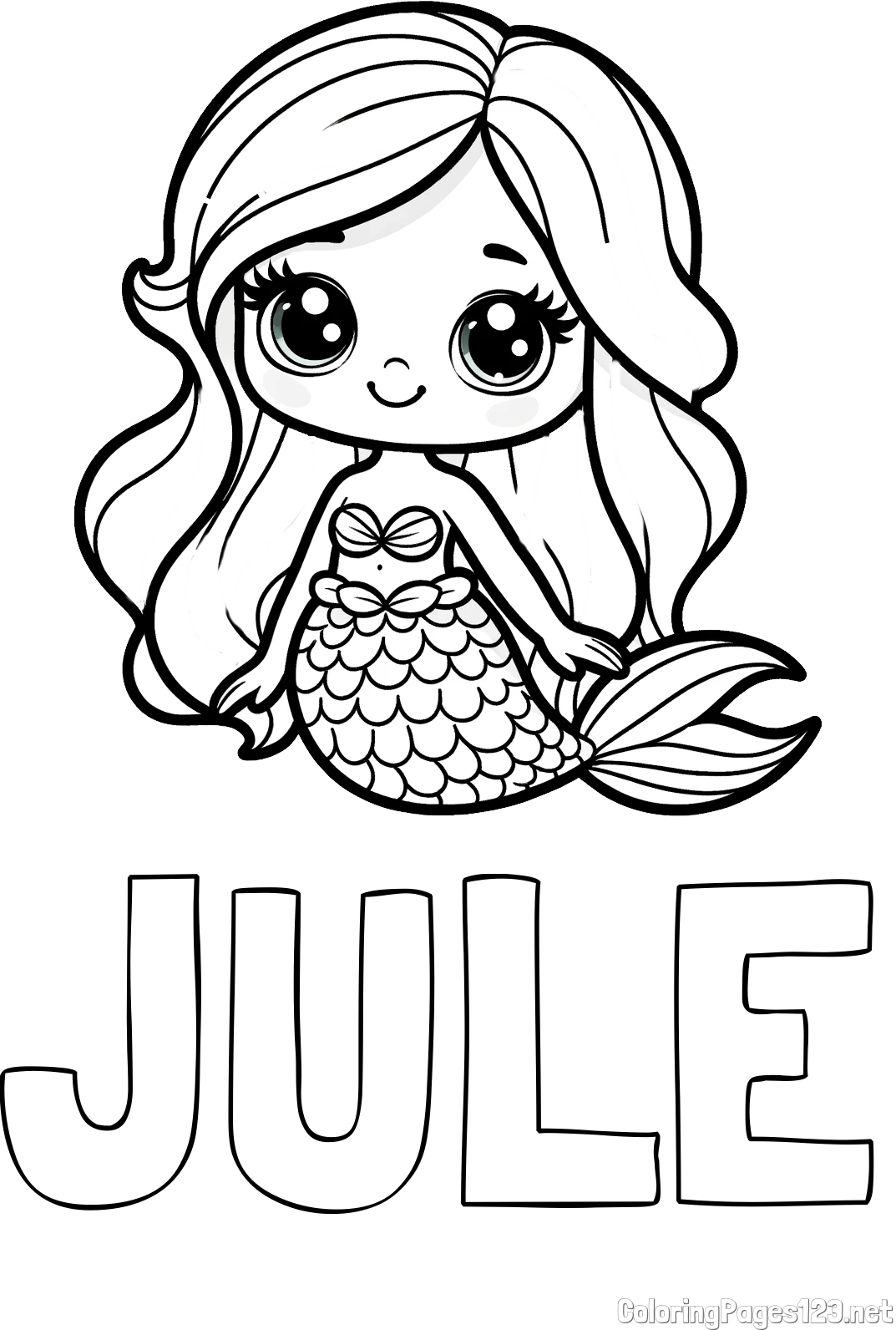 JULE Coloring Page and Coloring Page of a Very Cute Little Mermaid