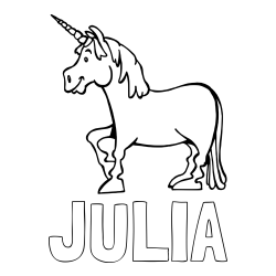 Online Created Coloring Page - JULIA Coloring Page and Coloring Page of a Joyful Unicorn