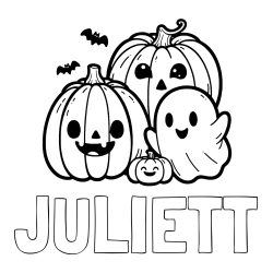 Online Created Coloring Page - JULIETT Coloring Page and Halloween Pumpkin and Ghost Coloring Page