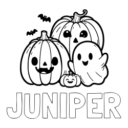 Online Created Coloring Page - JUNIPER Coloring Page and Halloween Pumpkin and Ghost Coloring Page