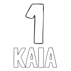 Online Created Coloring Page - KAIA Coloring Page and Coloring Page of Number One (1)