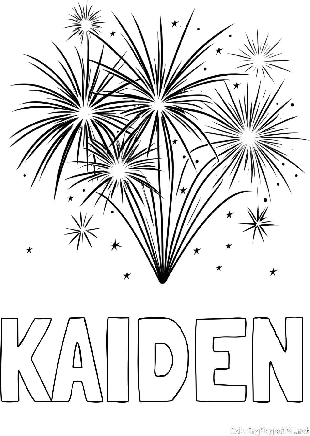 KAIDEN Coloring Page and Big Fireworks Coloring Page