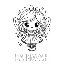Online Created Coloring Page - KAIMAYAH Coloring Page and Coloring Page of a Magical Fairy with a Cute Face