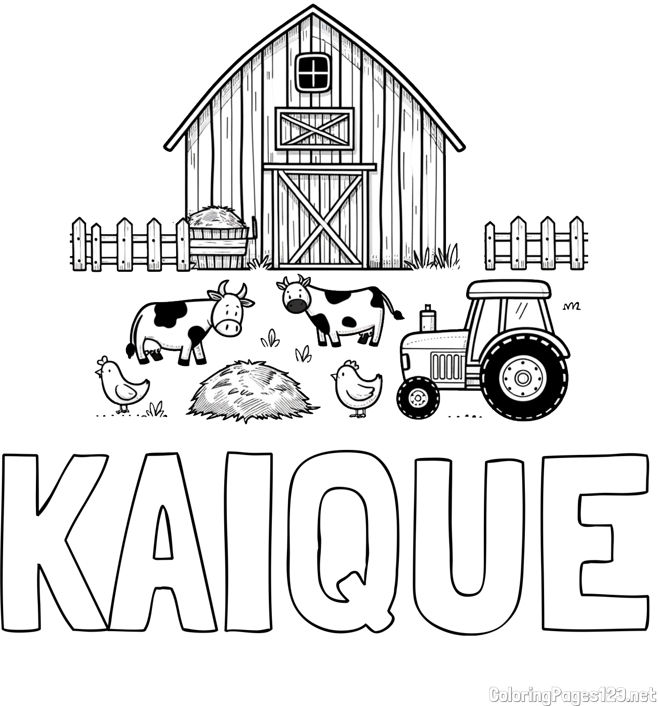 KAIQUE Coloring Page and Kids Farm Coloring Page