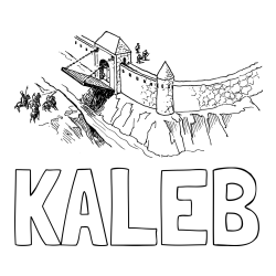 Online Created Coloring Page - KALEB Coloring Page and Castle Wall Coloring Page - Detailed with Enemies and Soldiers