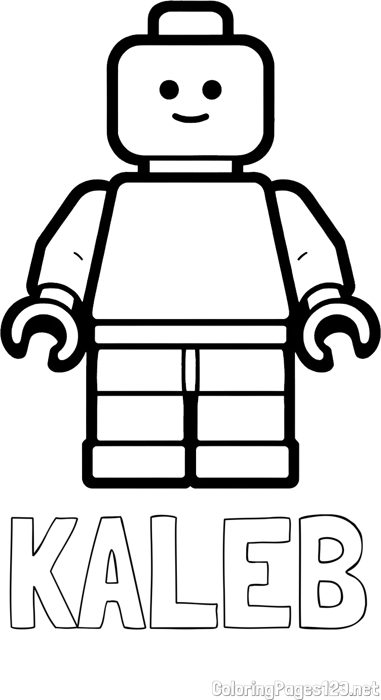 KALEB Coloring Page and Easy LEGO Character Coloring Page